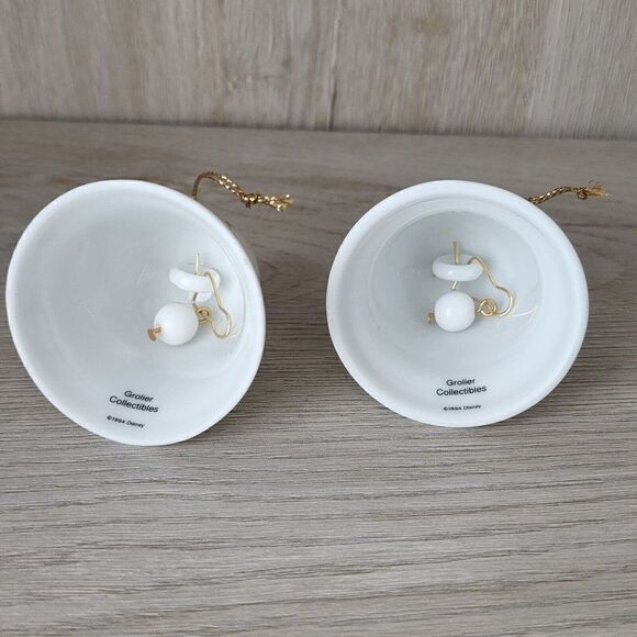 2 - VTG Disney Porcelain Christmas Bell Ornaments Grolier Collectibles 1994 - Picture 3 of 11